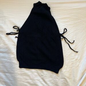 Black Knit Sleeveless high neck Sweater